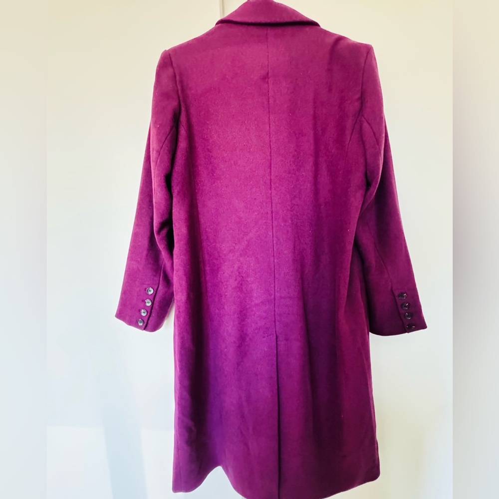 Avec Les Filles Tailored Double-Breasted Coat in Aubergine NWOT - Picture 3 of 7